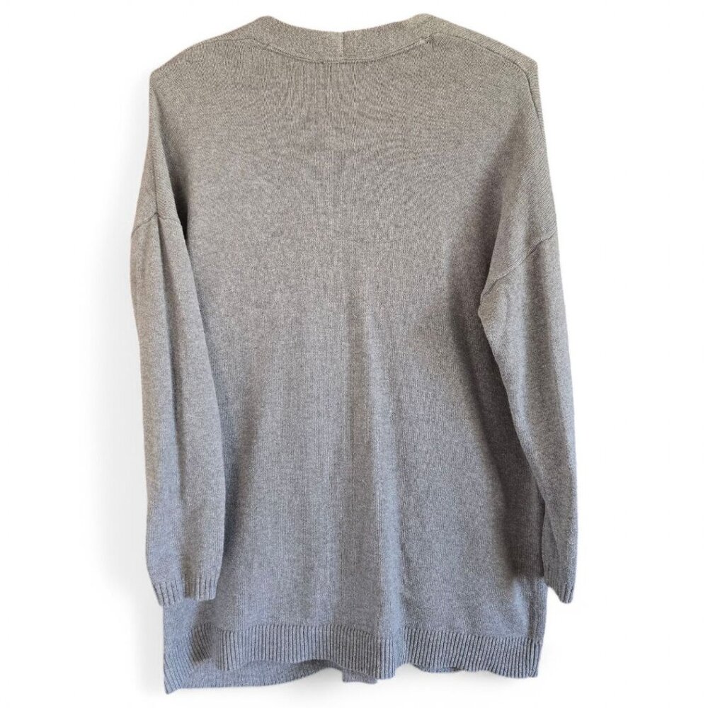 J.Jill Pure Jill Womens Medium Petite Gray One Button Cardigan Sweater Pockets - Picture 3 of 9